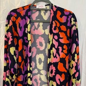 Multi-colored animal print cardigan